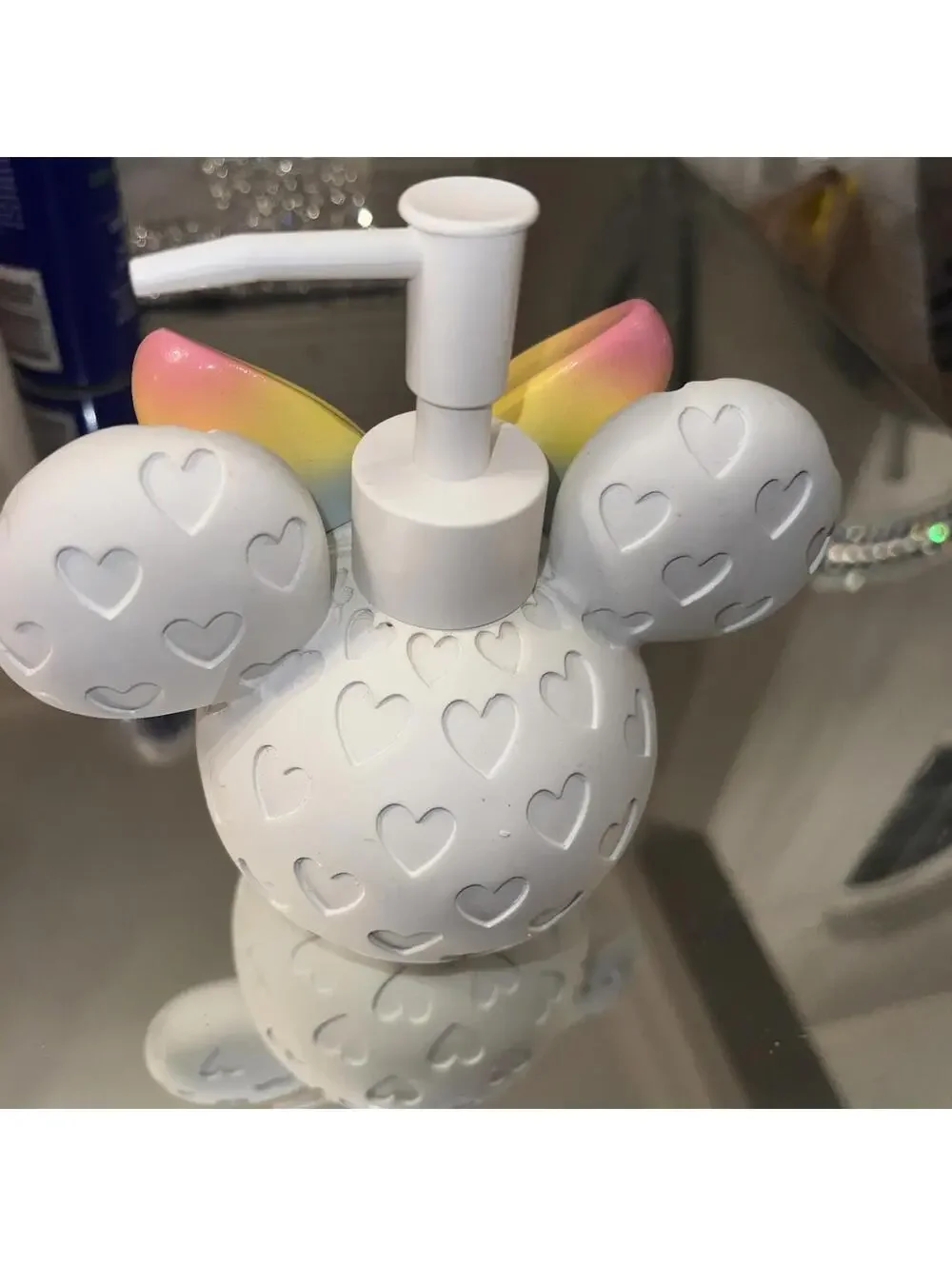 DISNEY Minnie Mouse Rainbow Bow Soap/Lotion Dispenser With Pump New